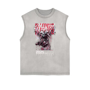 Faded Frayed Angel Streetwear Graphic Tank Top-INNBLAC Fashion Apparel