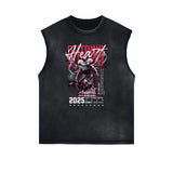 Sleeveless Distressed Angel Streetwear Graphic Tee-INNBLAC Fashion Apparel