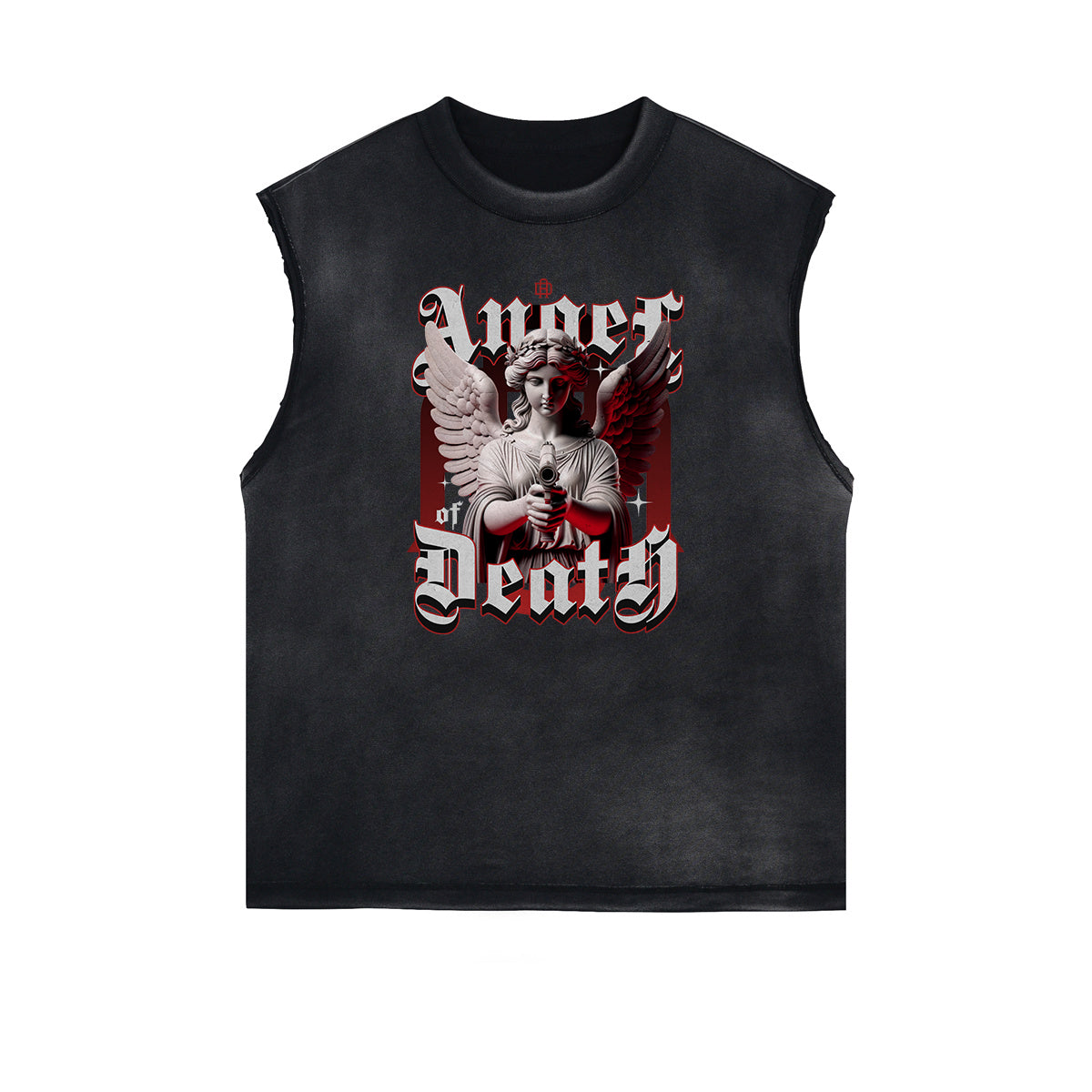 Sleeveless Distressed Angel Streetwear Graphic Tee-INNBLAC Fashion Apparel