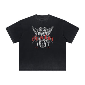 Heavyweight Angel Streetwear Pattern Tee-INNBLAC Fashion Apparel