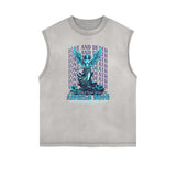 Faded Frayed Angel Streetwear Graphic Tank Top-INNBLAC Fashion Apparel