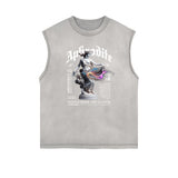 Faded Frayed Angel Streetwear Graphic Tank Top-INNBLAC Fashion Apparel