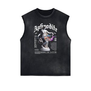 Sleeveless Distressed Angel Streetwear Graphic Tee-INNBLAC Fashion Apparel