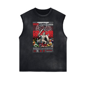 Sleeveless Street Style Angel Graphic Tee-INNBLAC Fashion Apparel