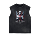 Sleeveless Street Style Angel Graphic Tee-INNBLAC Fashion Apparel