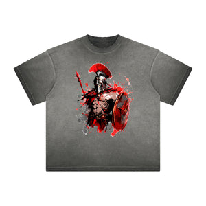 Distressed Spartan Fighter Warrior Graphic Tee-INNBLAC Fashion Apparel