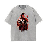 Washed Spartan Fighter Warrior Graphic Tee-INNBLAC Fashion Apparel