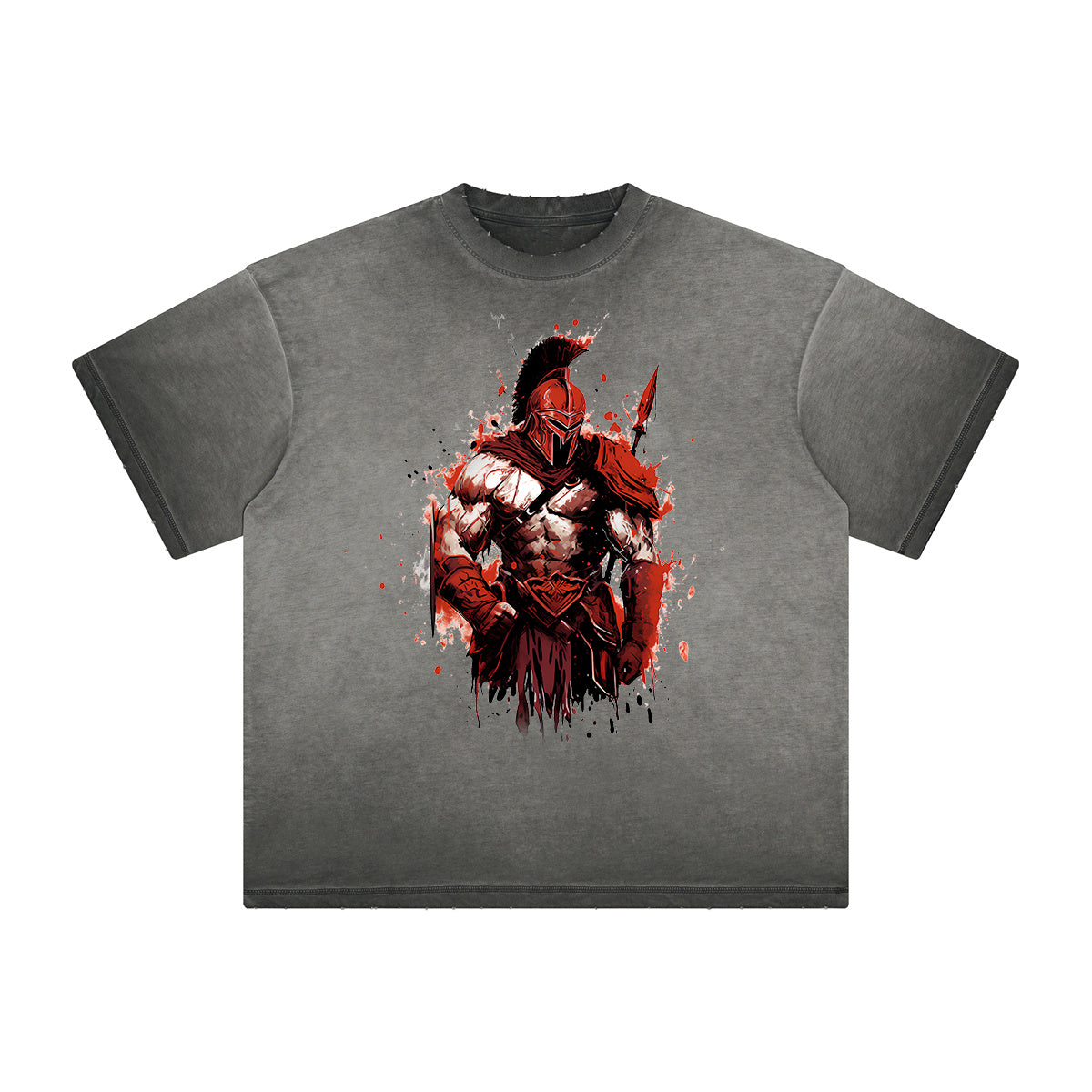 Distressed Spartan Fighter Warrior Graphic Tee-INNBLAC Fashion Apparel