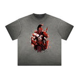 Distressed Spartan Fighter Warrior Graphic Tee-INNBLAC Fashion Apparel