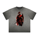 Distressed Spartan Fighter Warrior Graphic Tee-INNBLAC Fashion Apparel