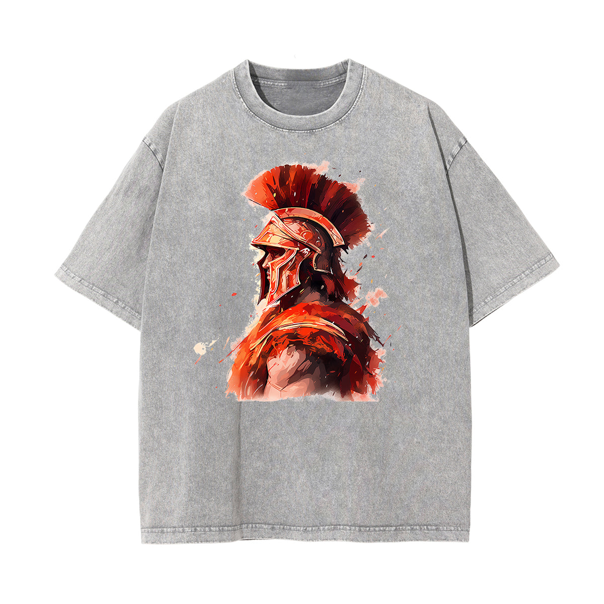 Washed Spartan Fighter Warrior Graphic Tee-INNBLAC Fashion Apparel