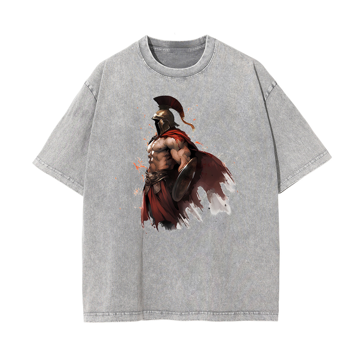 Washed Spartan Fighter Warrior Graphic Tee-INNBLAC Fashion Apparel