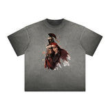 Distressed Spartan Fighter Warrior Graphic Tee-INNBLAC Fashion Apparel