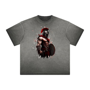 Distressed Spartan Fighter Warrior Graphic Tee-INNBLAC Fashion Apparel