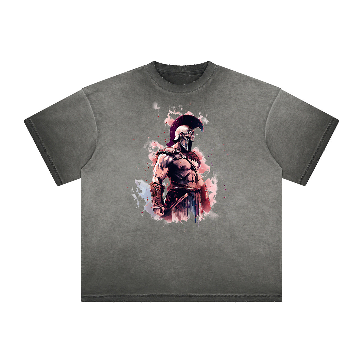 Distressed Spartan Fighter Warrior Graphic Tee-INNBLAC Fashion Apparel