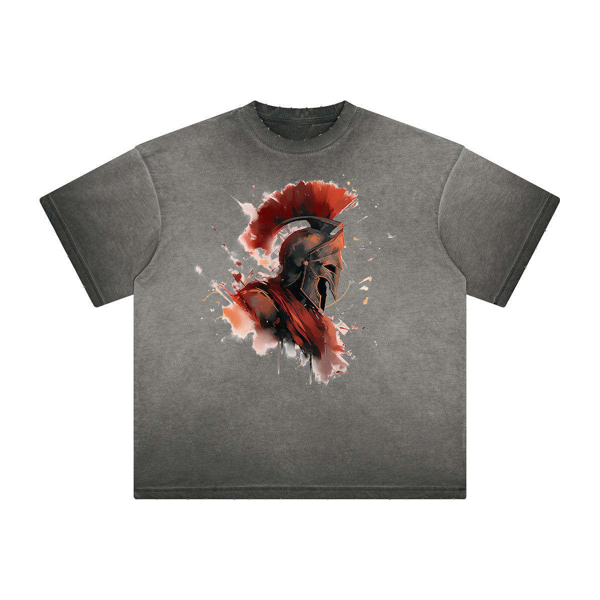 Distressed Spartan Fighter Warrior Graphic Tee-INNBLAC Fashion Apparel