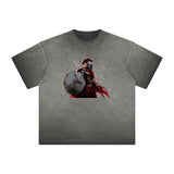 Distressed Spartan Fighter Warrior Graphic Tee-INNBLAC Fashion Apparel