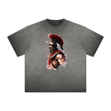 Distressed Spartan Fighter Warrior Graphic Tee-INNBLAC Fashion Apparel