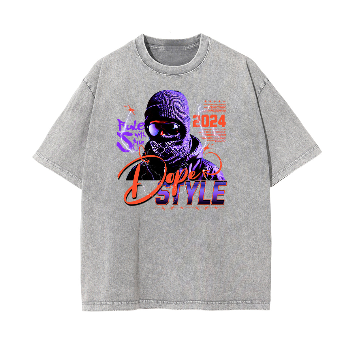 Vintage Faded Gangsta Pattern Tee-INNBLAC Fashion Apparel