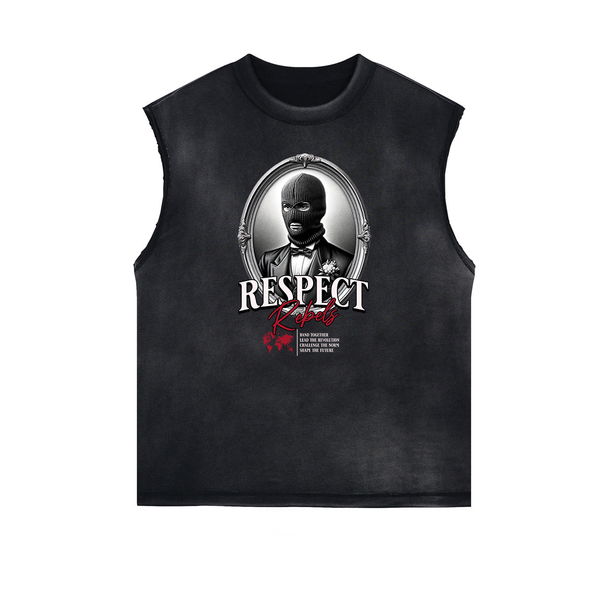 Frayed Edge Sleeveless Gangsta Graphic Tee-INNBLAC Fashion Apparel