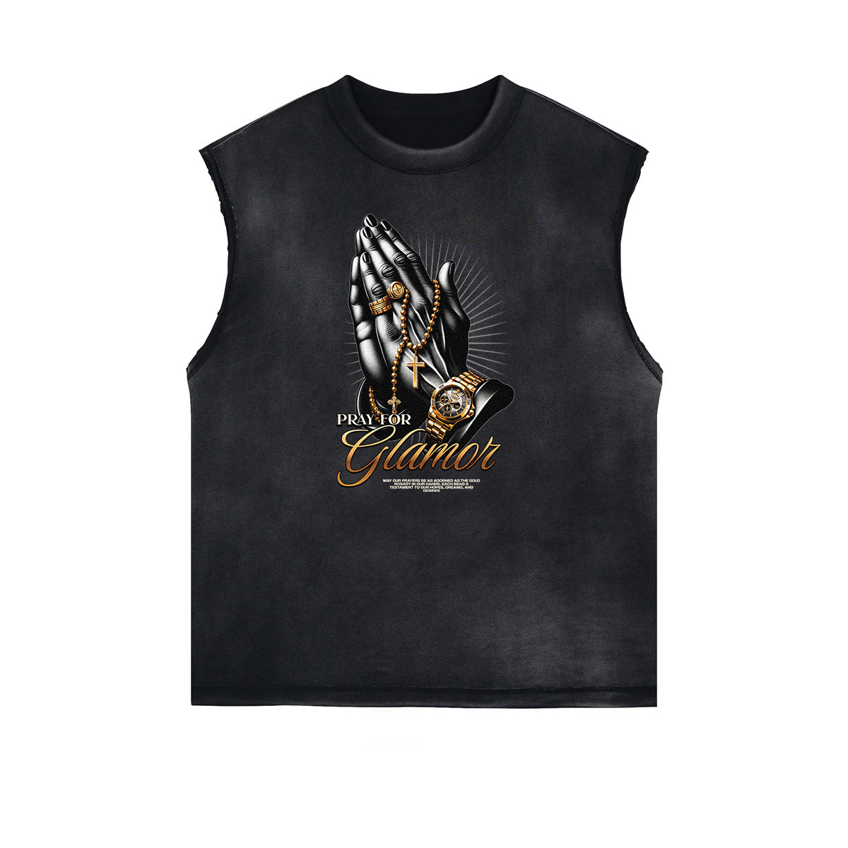 Frayed Edge Sleeveless Gangsta Graphic Tee-INNBLAC Fashion Apparel