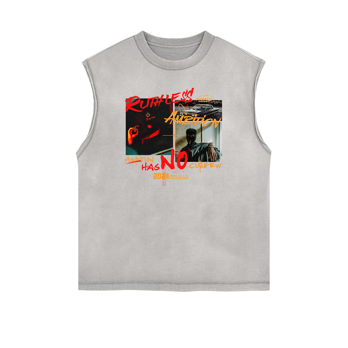 Faded Frayed Gangsta Graphic Tank Top-INNBLAC Fashion Apparel