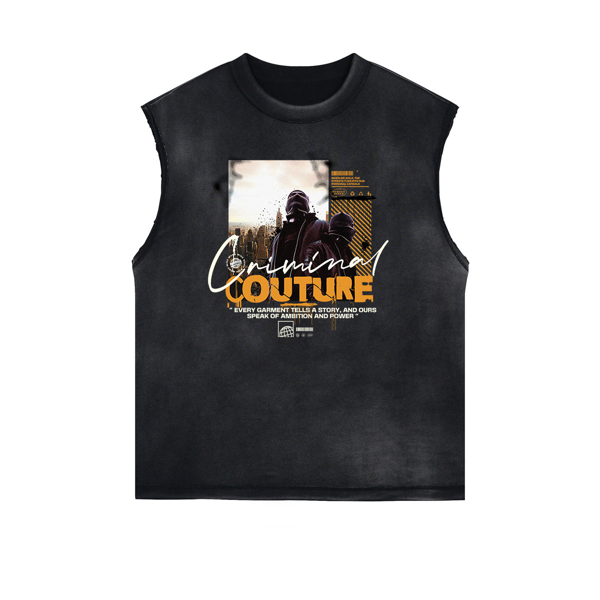 Vintage Sleeveless Gangsta Graphic Tee-INNBLAC Fashion Apparel