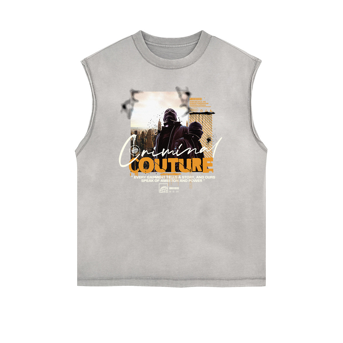 Faded Frayed Gangsta Graphic Tank Top-INNBLAC Fashion Apparel