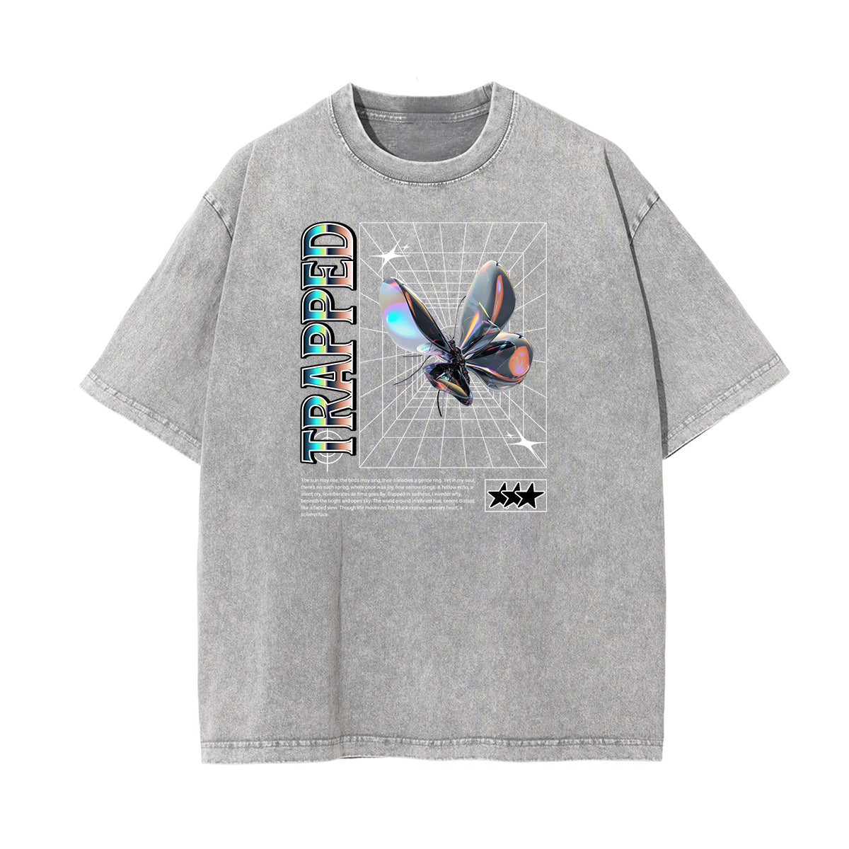 Faded Chrome Y2K Streetwear Pattern Tee