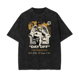 Celestial & Angel Statue Pattern Black Tee