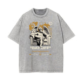 Celestial & Angel Statue Graphic Gray Tee