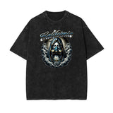 Celestial & Angel Statue Pattern Black Tee