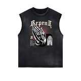 Frayed Edge Celestial & Angel Statue Muscle Tank