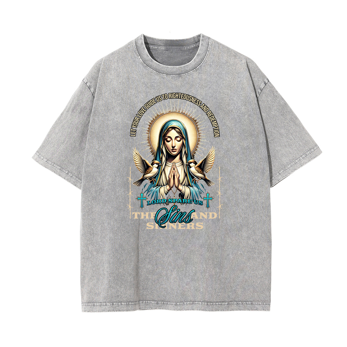 Faded Celestial & Angel Statue Graphic Tee