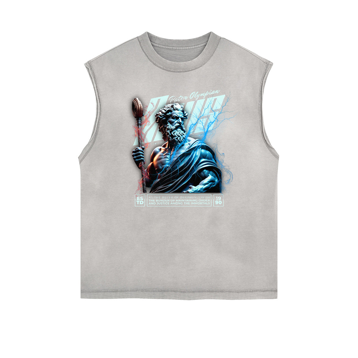 Faded Frayed Zeus Graphic Sleeveless Tee