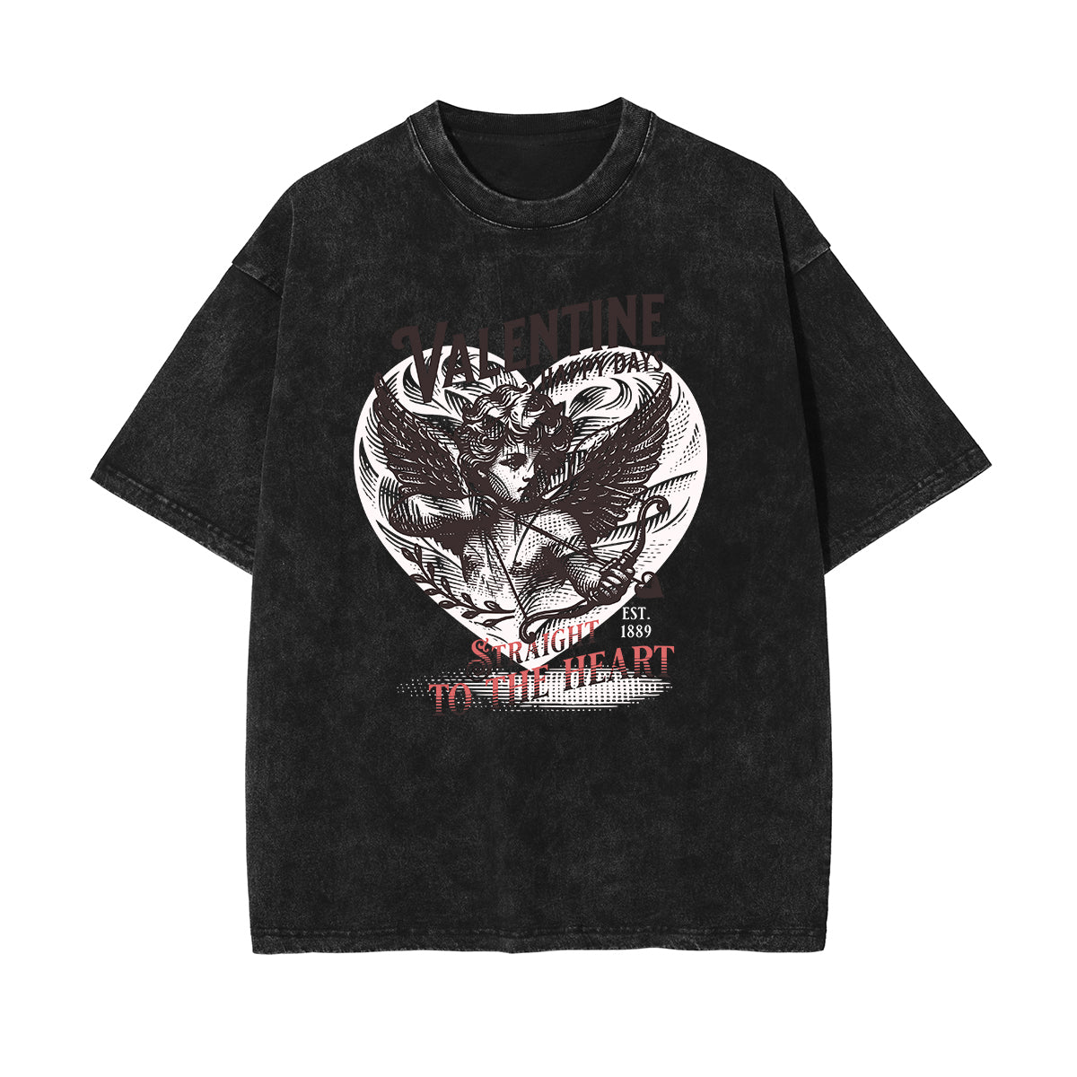 Stone Wash Cupid Angel Graphic Tee-INNBLAC Fashion Apparel