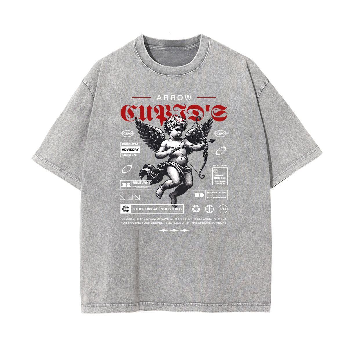 Gray Cute Cupid Cartoon Graphic Tee-INNBLAC Fashion Apparel