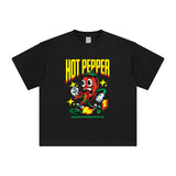 Hot Pepper Cartoon Grahpic Tee-INNBLAC Fashion Apparel