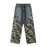 Vintage Cargo Camouflage Patchwork Jeans-INNBLAC Fashion Apparel