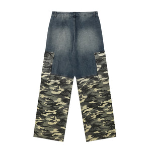 Vintage Cargo Camouflage Patchwork Jeans-INNBLAC Fashion Apparel