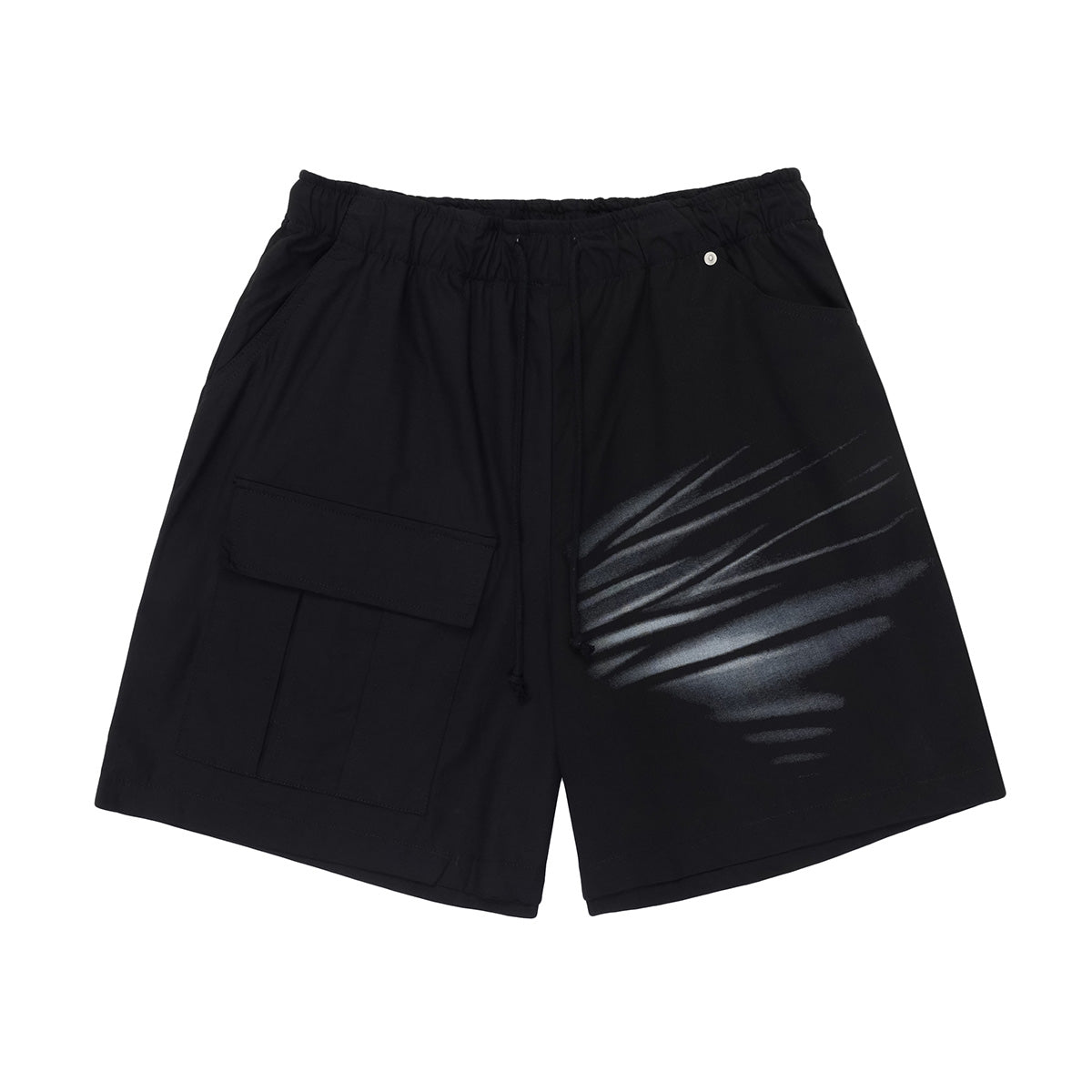 Elasticated Waist Whisker Print Jogger Shorts-INNBLAC Fashion Apparel