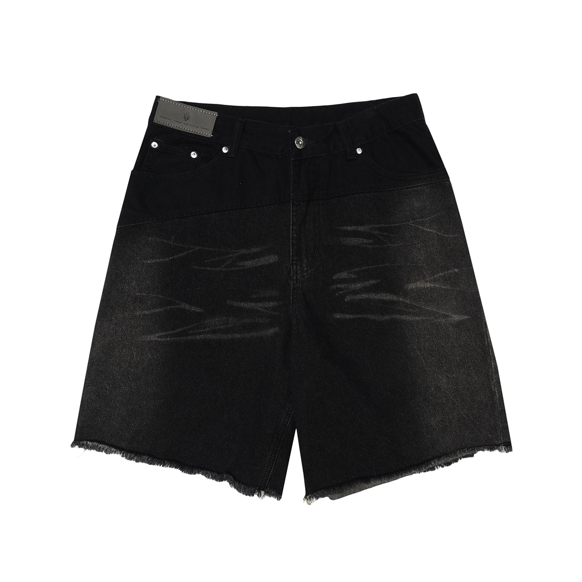 Black Raw Edge Short Jeans-INNBLAC Fashion Apparel