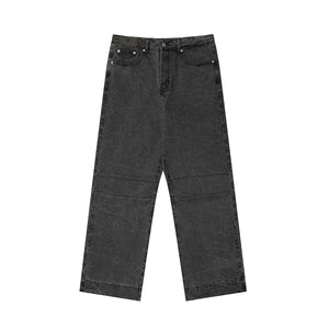 Washed Straight Leg Paratrooper Jeans-INNBLAC Fashion Apparel