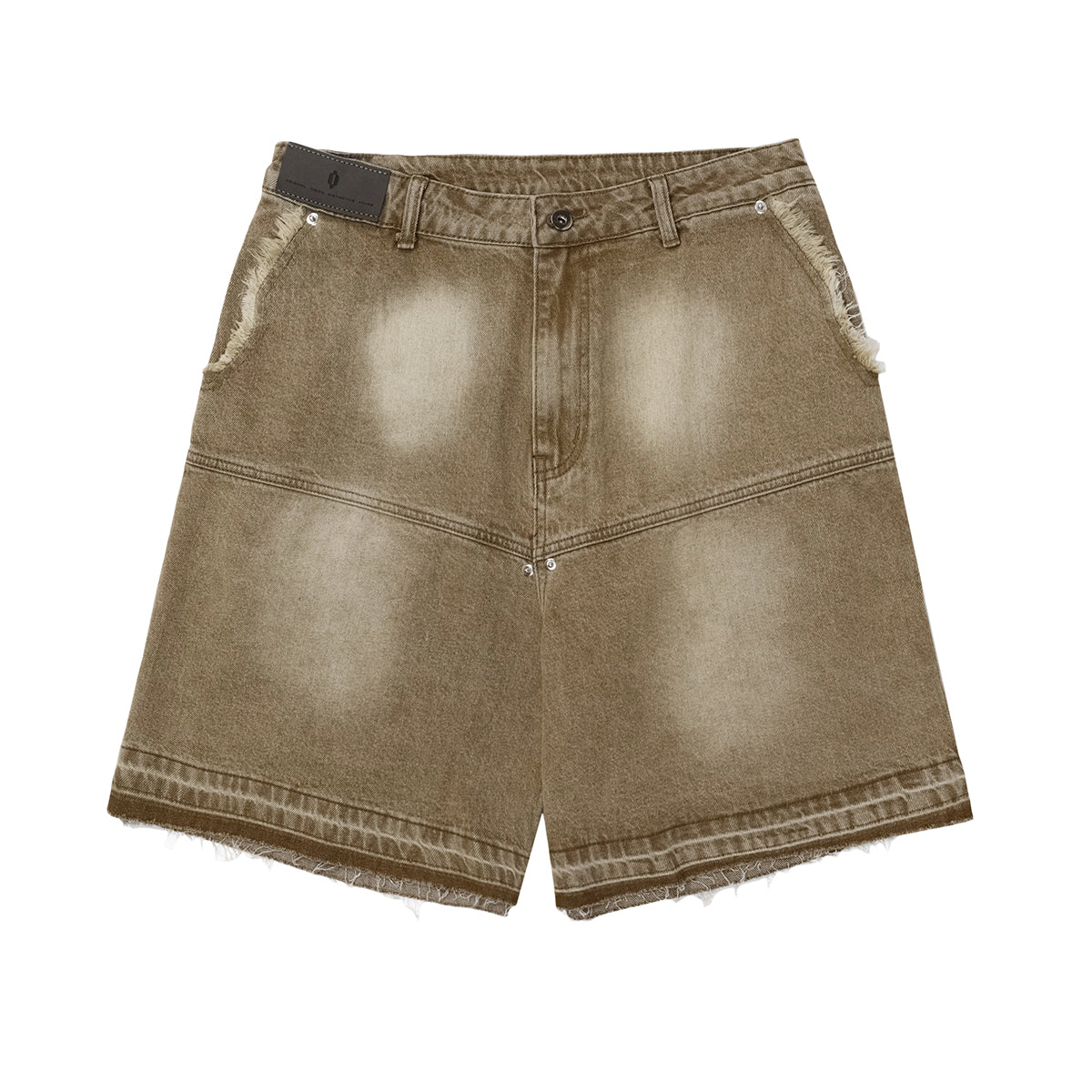 Khaki Faded Rough Edge Denim Shorts-INNBLAC Fashion Apparel