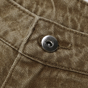 Khaki Faded Rough Edge Denim Shorts-INNBLAC Fashion Apparel