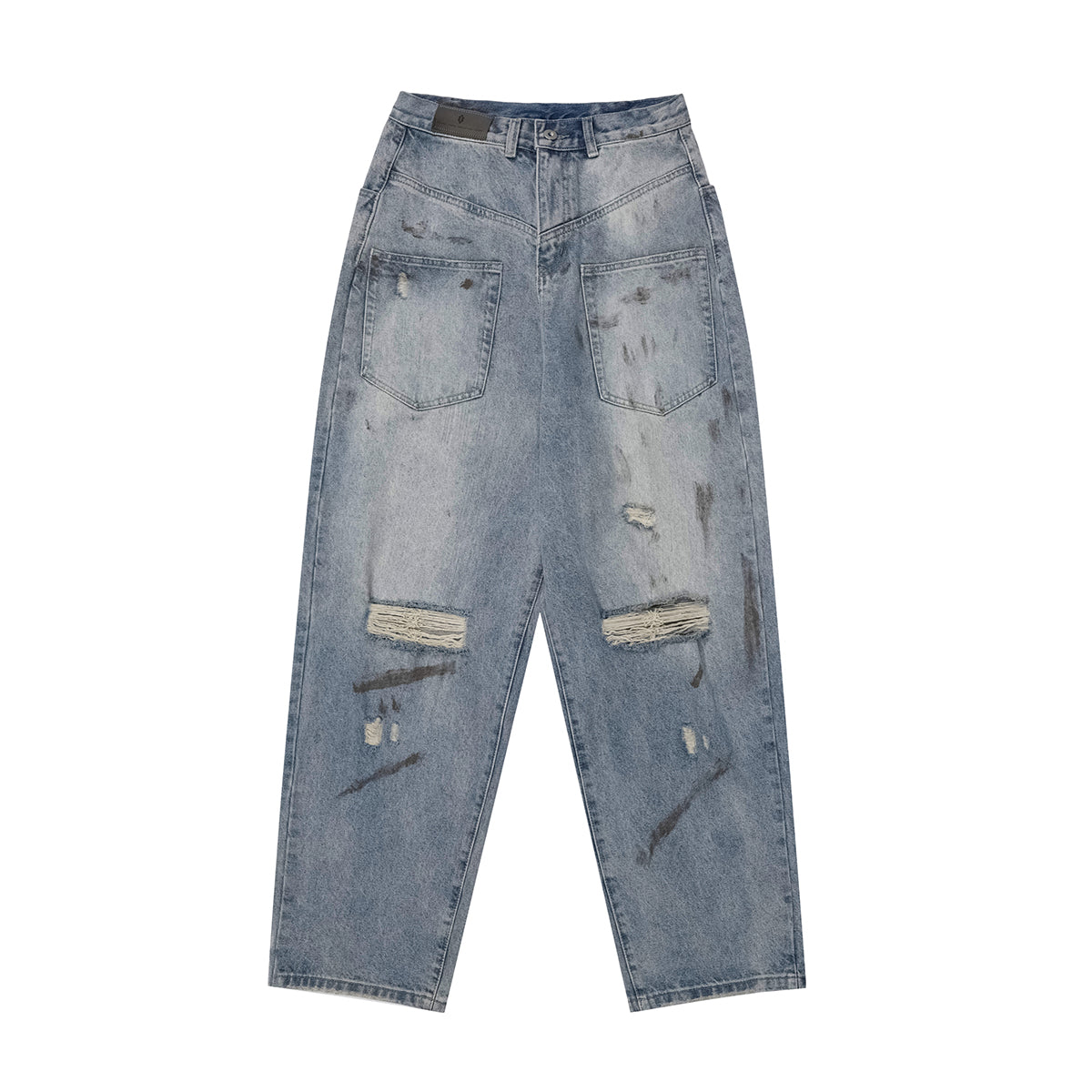 Paint Ripped Reverse Tapered Jeans-INNBLAC Fashion Apparel