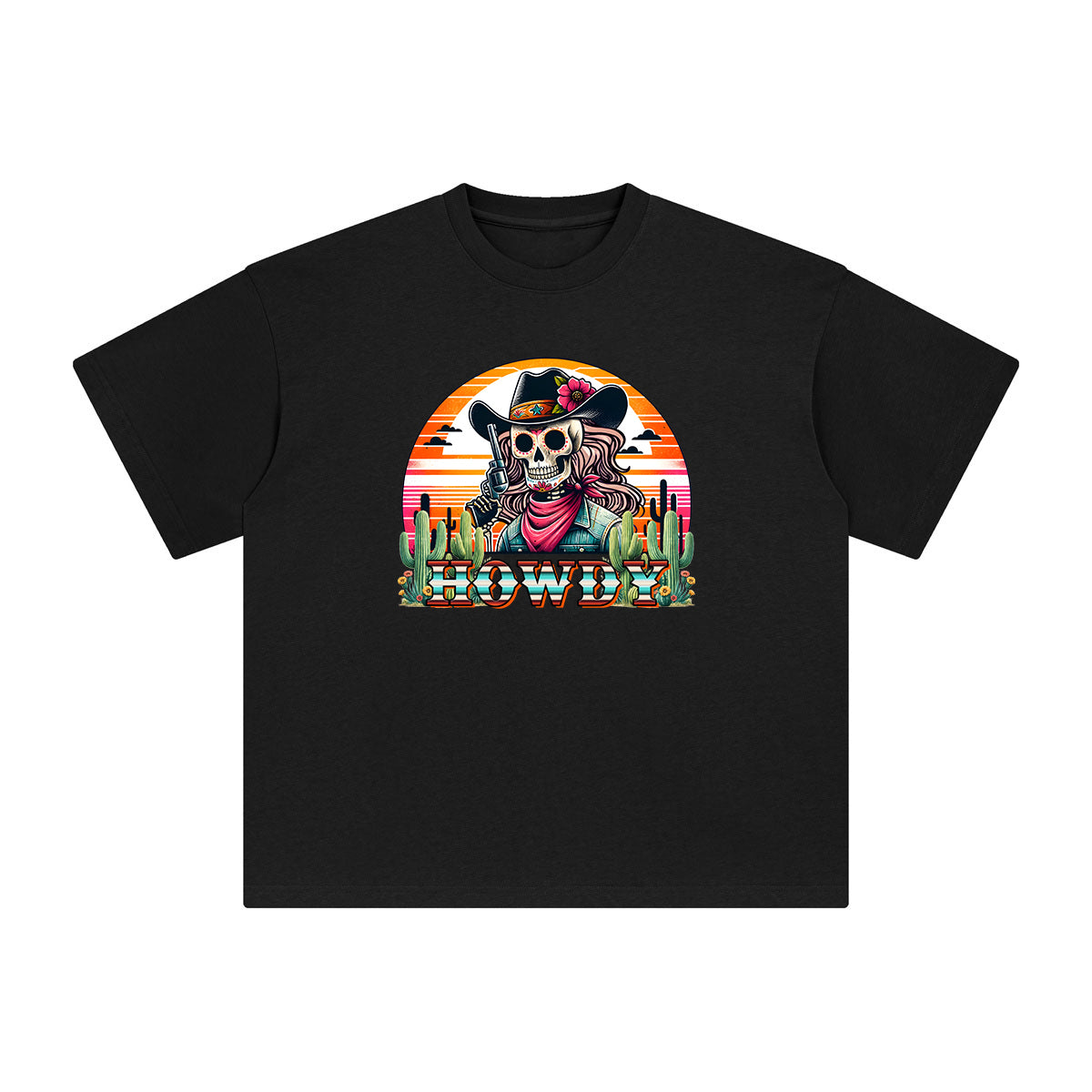 HOWDY Skull Beauty Graphic Tee-INNBLAC Fashion Apparel