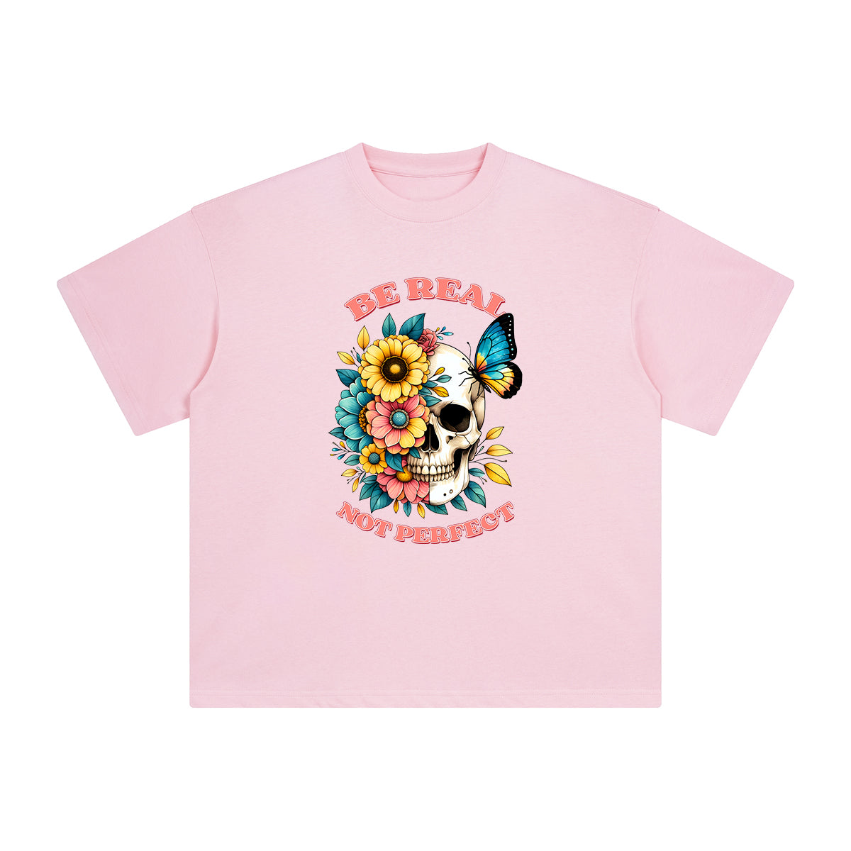 Half Skull & Half Flower Graphic Tee-INNBLAC Fashion Apparel