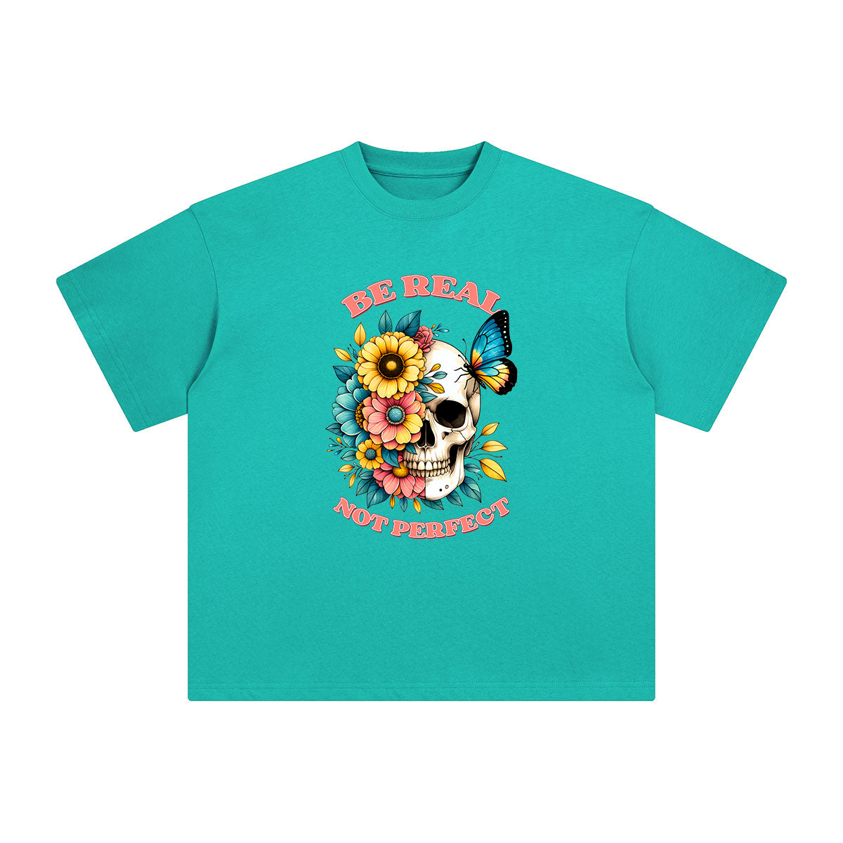 Half Skull & Half Flower Graphic Tee-INNBLAC Fashion Apparel