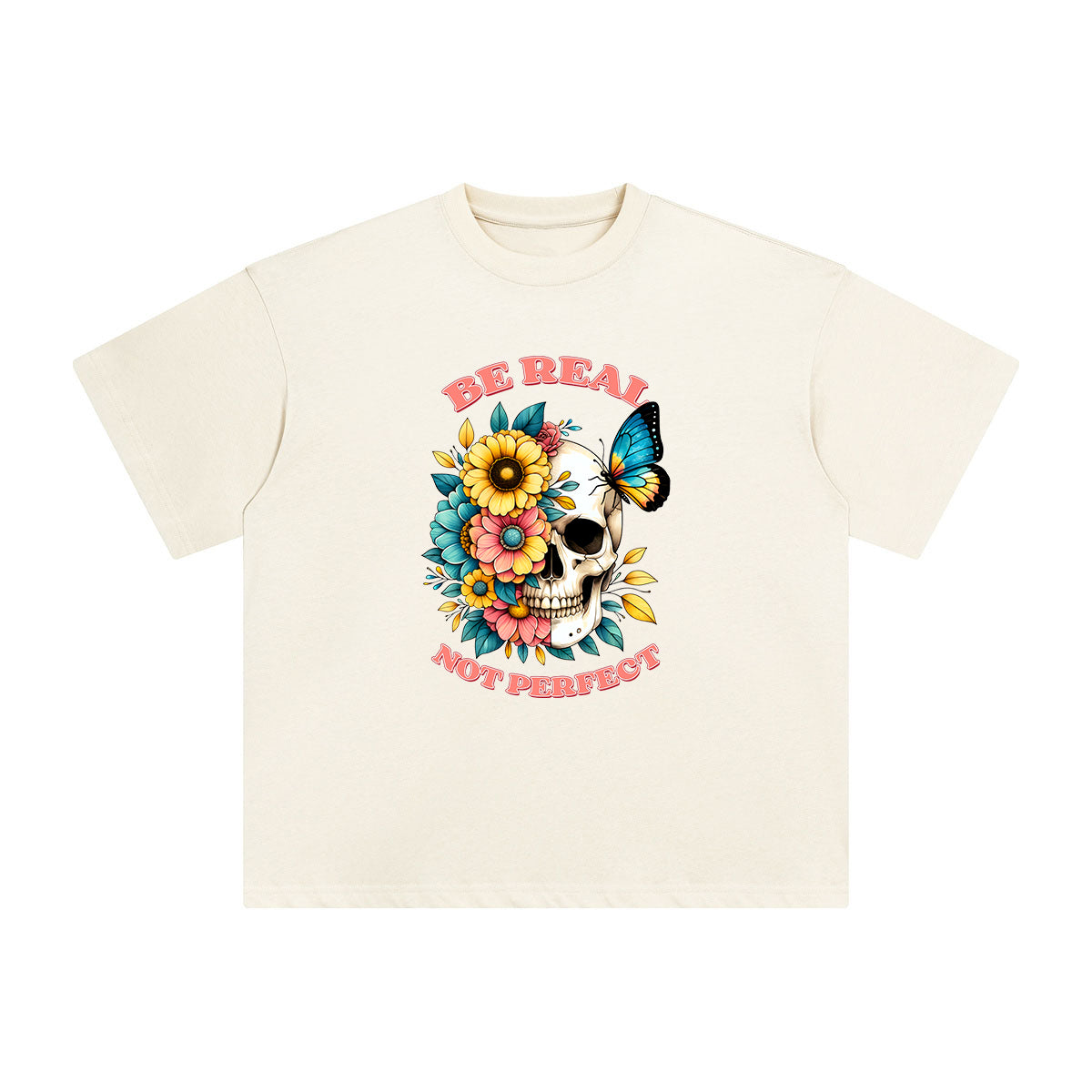 Half Skull & Half Flower Graphic Tee-INNBLAC Fashion Apparel